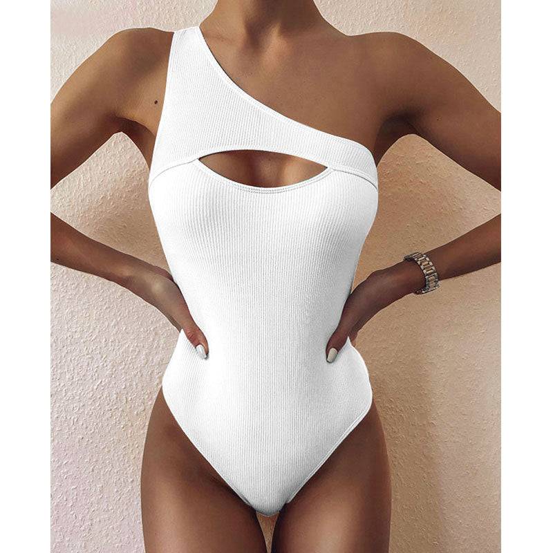 Audelia® | Bikini Solid Color One-Shoulder One-Piece Swimsuit Women