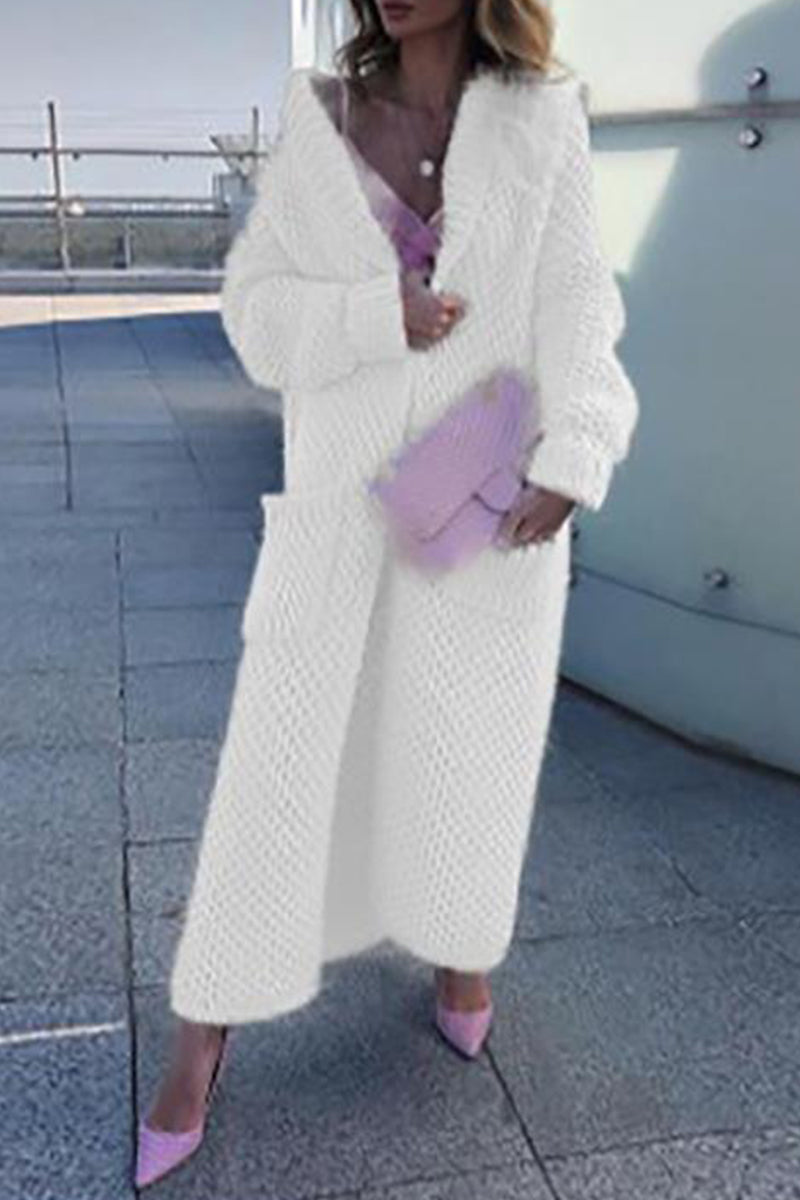 Angelica® | Elegant, plain-colored sweater with a cardigan collar