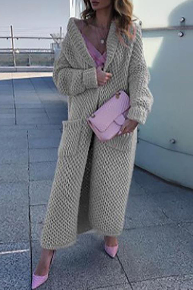 Angelica® | Elegant, plain-colored sweater with a cardigan collar