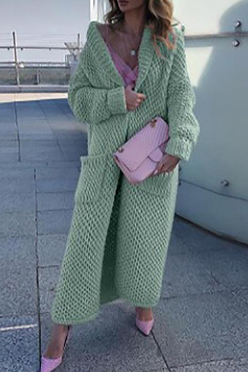 Angelica® | Elegant, plain-colored sweater with a cardigan collar
