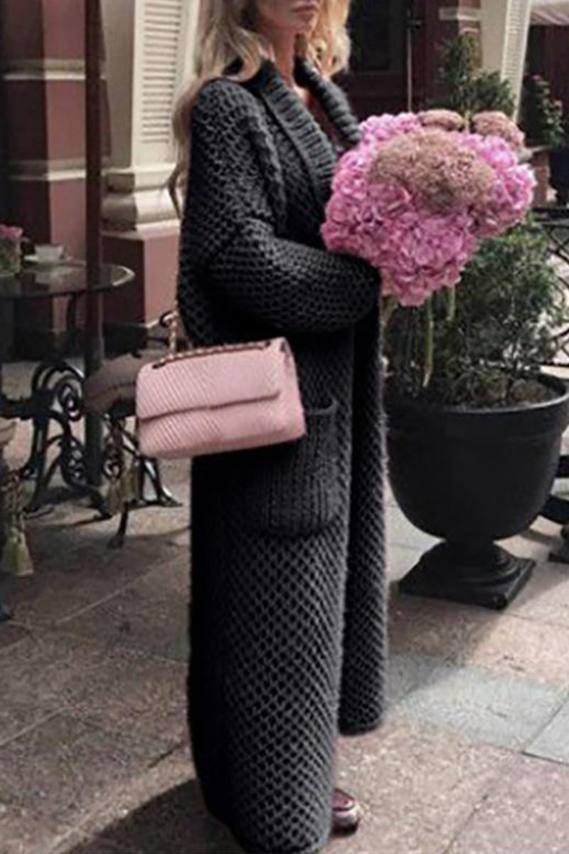 Angelica® | Elegant, plain-colored sweater with a cardigan collar
