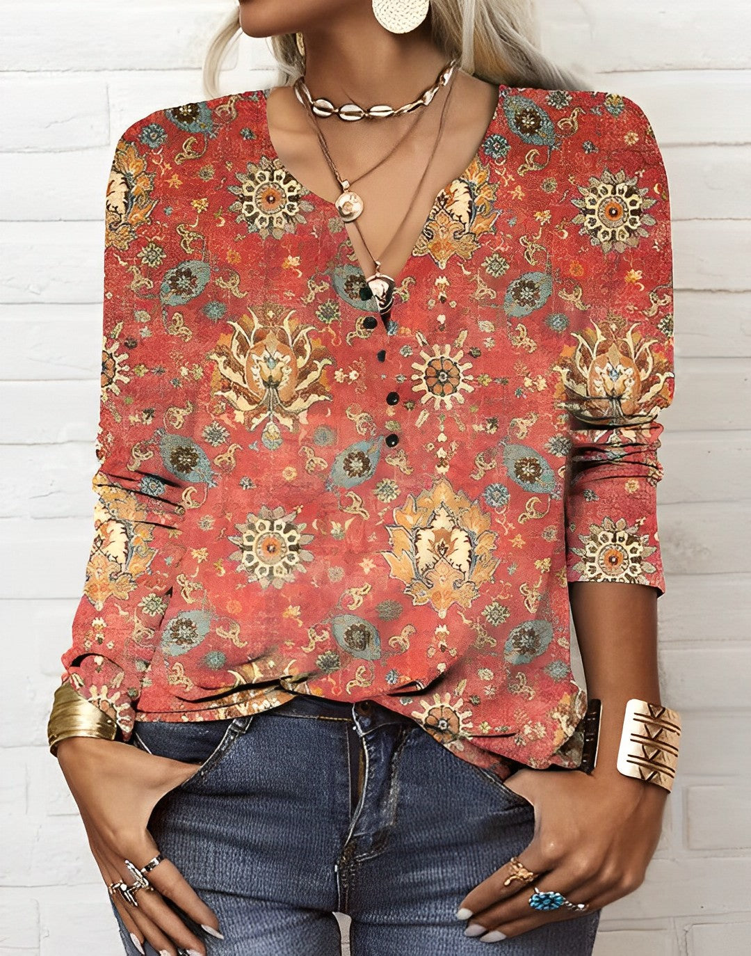 Abigail® | Printed Ethnic Style Blouse