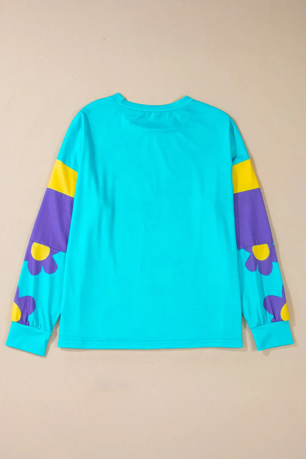 Jana® | Long-sleeved blouse with a contrasting floral crew neck