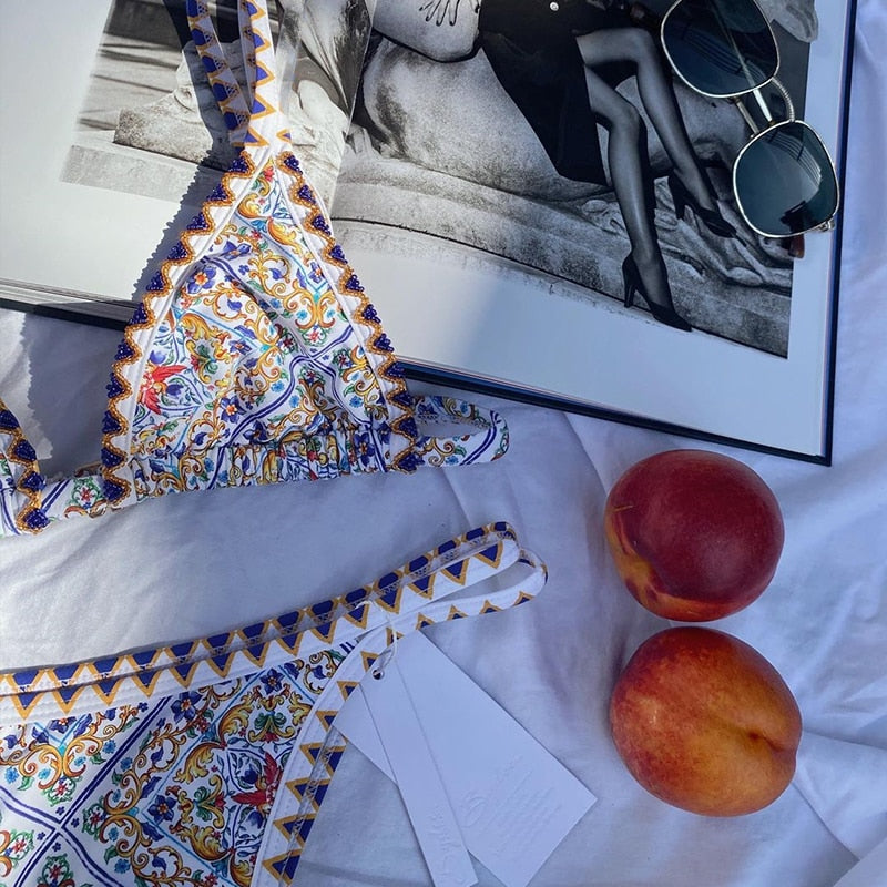 Morgan® | Playful Bikini With A Paisley Pattern In White