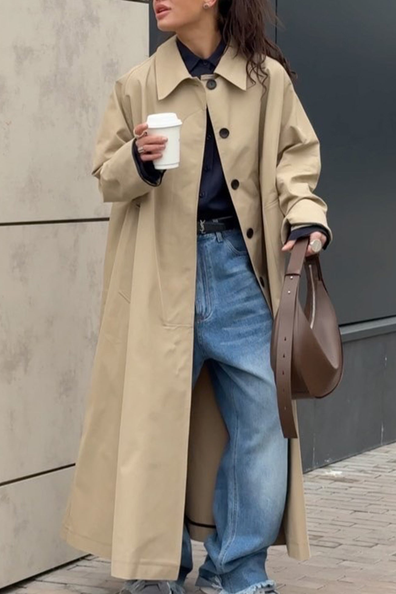 Araceli® | Single-breasted cotton trench coat with lapels