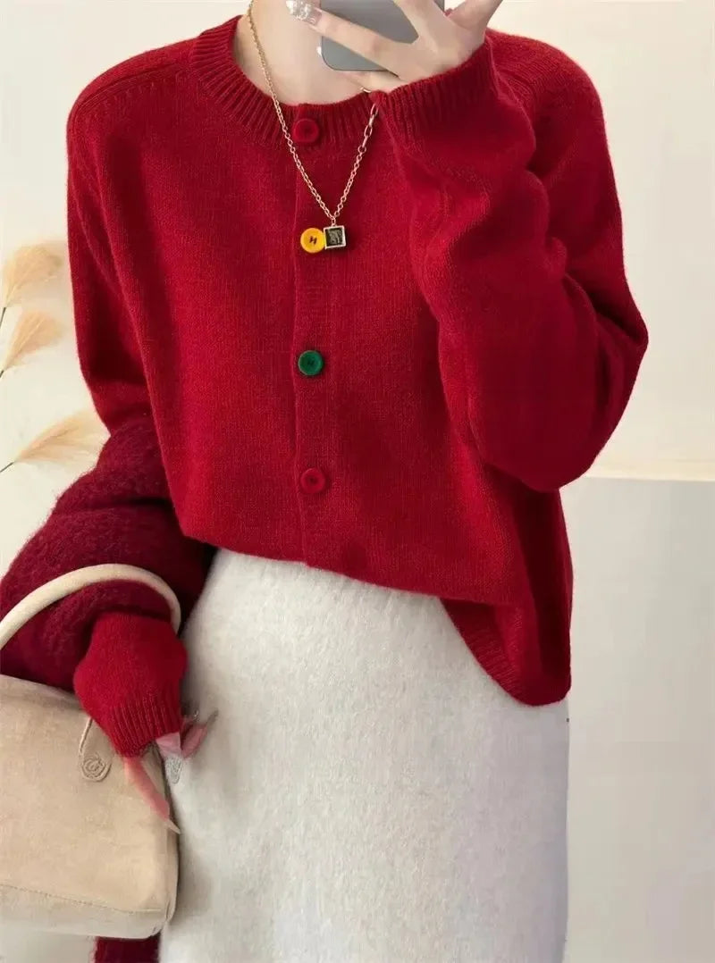 Beatrice® | Colorful knotted knitted coat for women