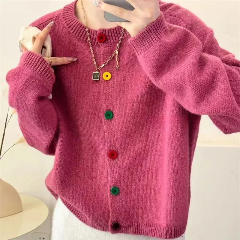 Beatrice® | Colorful knotted knitted coat for women