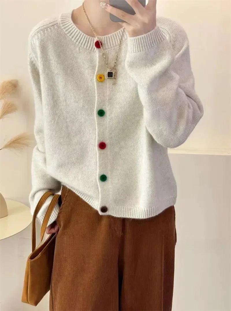 Beatrice® | Colorful knotted knitted coat for women