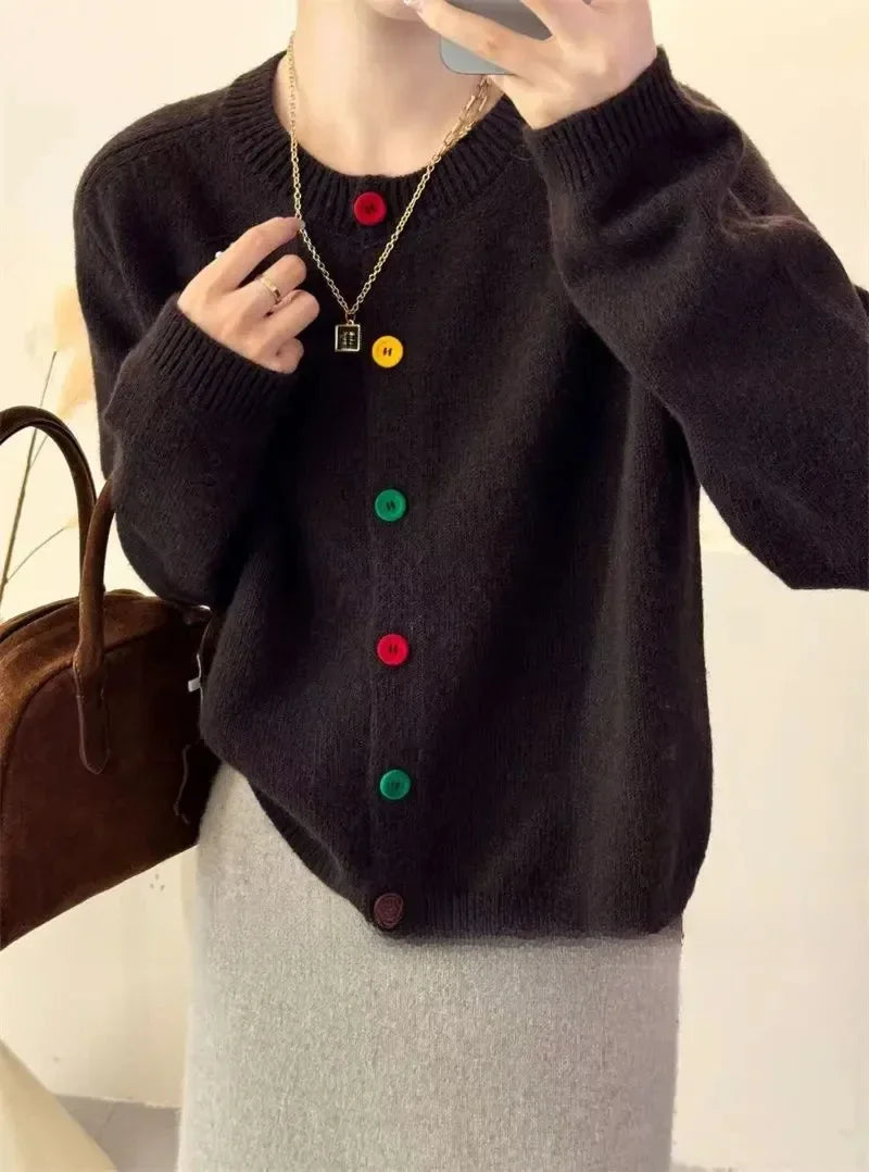 Beatrice® | Colorful knotted knitted coat for women