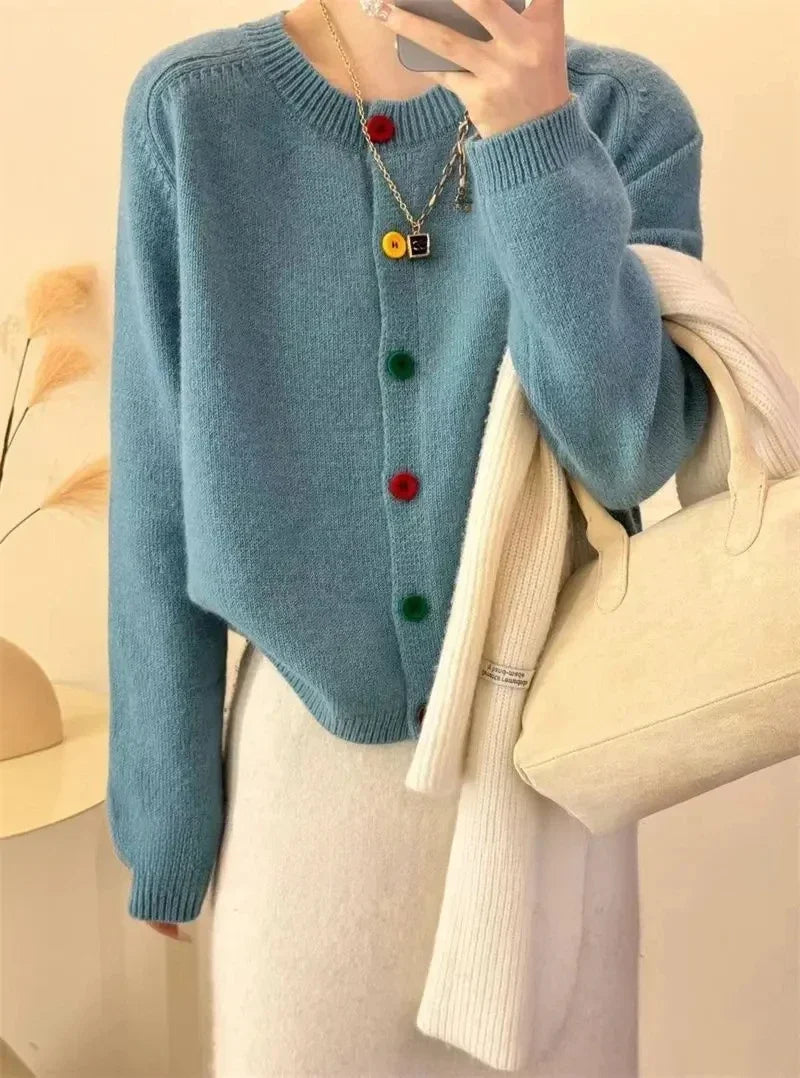 Beatrice® | Colorful knotted knitted coat for women