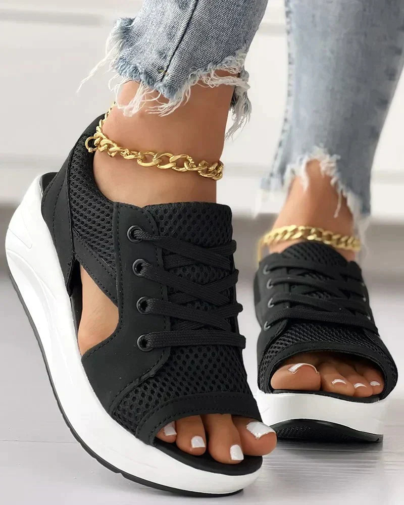 Milagros® | Stylish Sandals With Contrast Insert And Arch Support