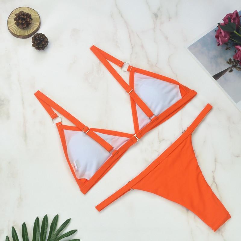 Thelma® | Two-Piece Bikini Swimsuit With Gold Metal Rings And Triangular Cups