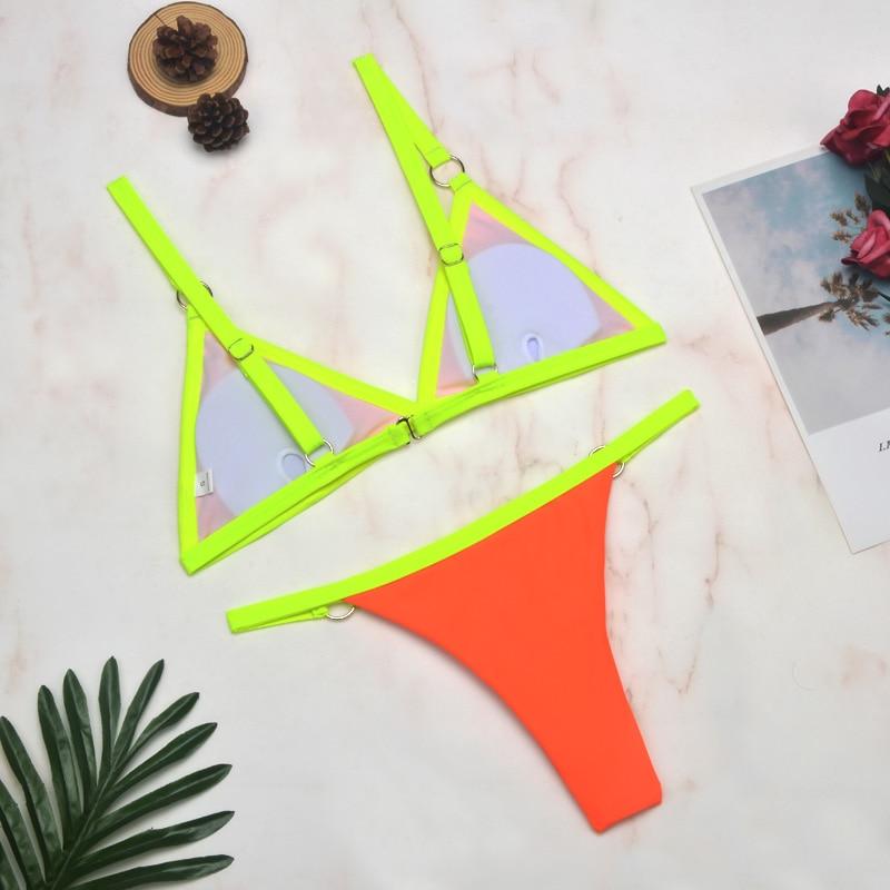 Thelma® | Two-Piece Bikini Swimsuit With Gold Metal Rings And Triangular Cups