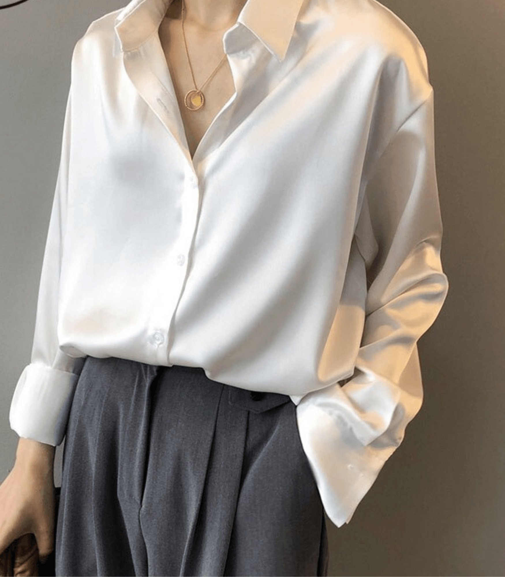 Purple Satin Silk Blouse with Front Button Enclosure