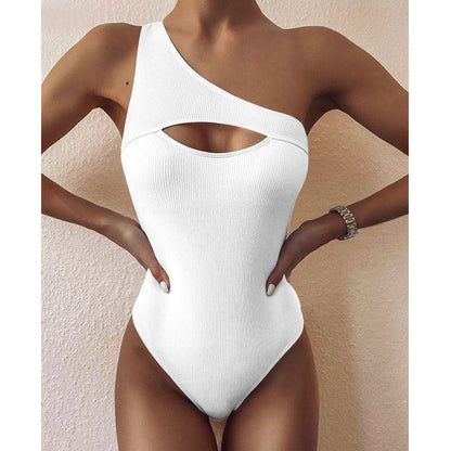 Kristi® | New Bikini Solid Color One-Shoulder One-Piece Swimsuit Women