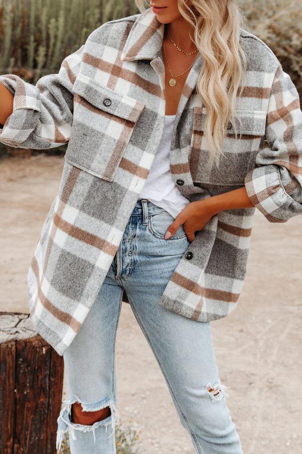 Thalía® | Plaid Pocketed Jacket