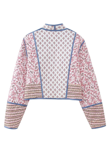 Adelaida® | Printed Reversible Quilted Cardigan Jacket with Color Matching Small Cotton-padded Jacket