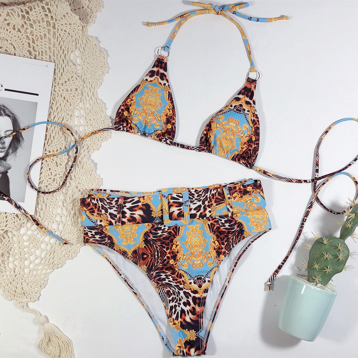 Micaela® | Bikini with halter neck and print