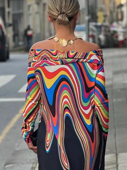 Yvaine® | Elegant dress with color print