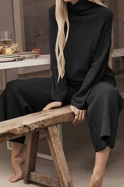Carolina® | Casual solid color turtleneck long sleeve two piece sweater