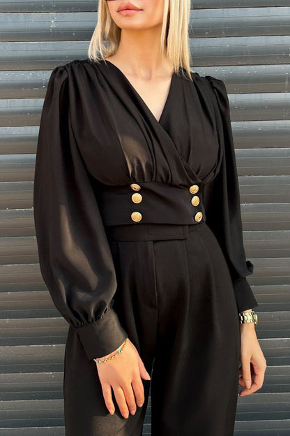 Adelaida® | Daily Elegant Solid Color Button Up V Neck Blouses (4 Colors)