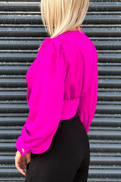 Adelaida® | Daily Elegant Solid Color Button Up V Neck Blouses (4 Colors)