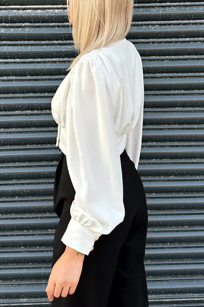 Adelaida® | Daily Elegant Solid Color Button Up V Neck Blouses (4 Colors)