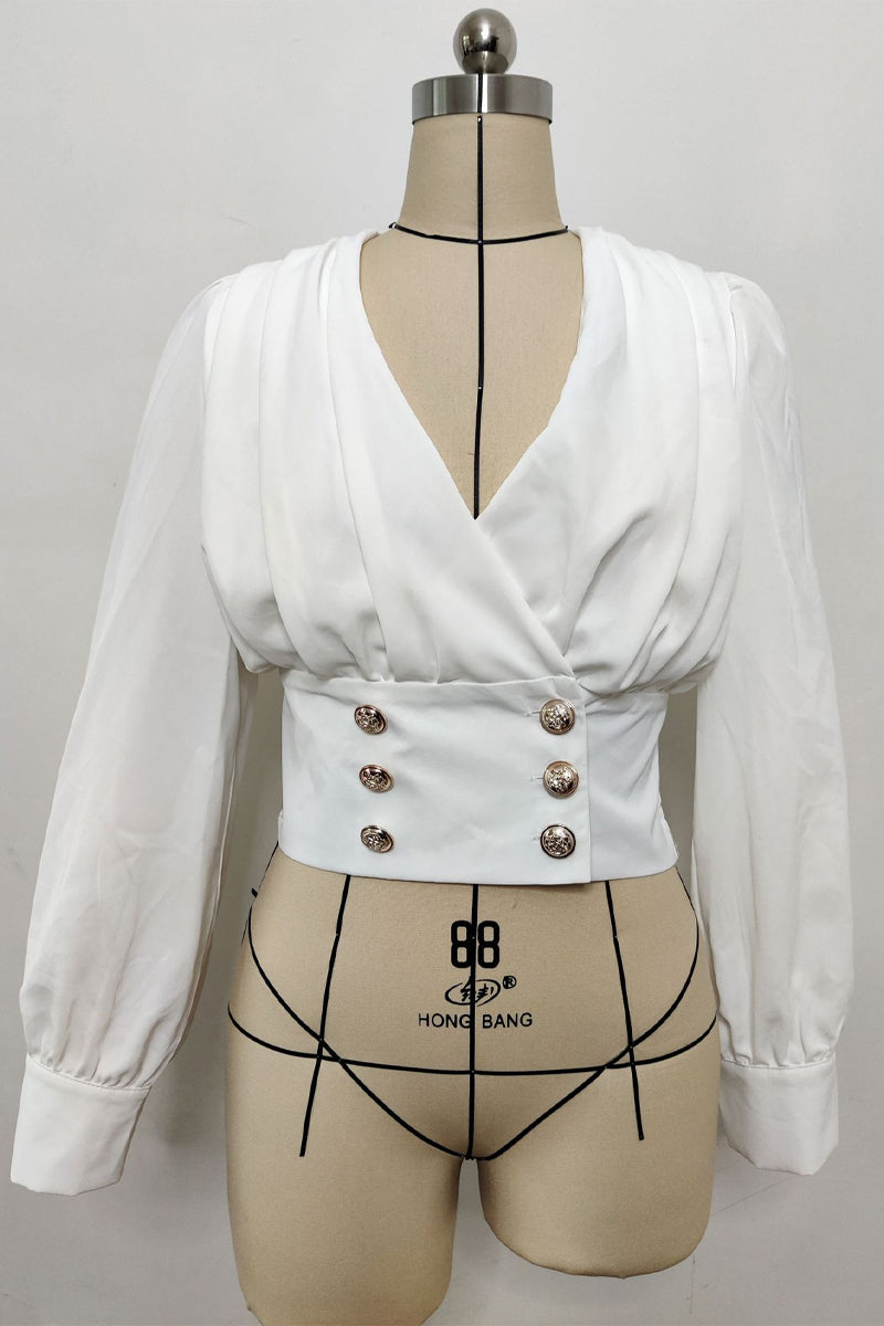 Adelaida® | Daily Elegant Solid Color Button Up V Neck Blouses (4 Colors)