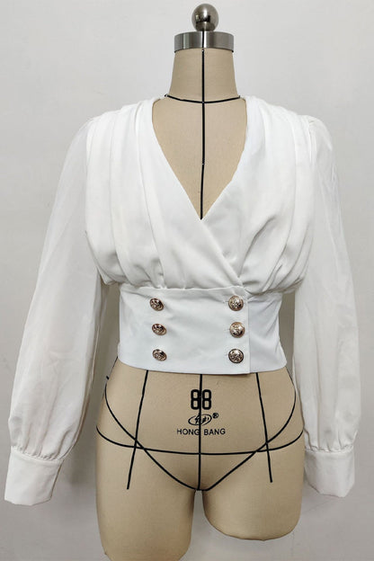 Adelaida® | Daily Elegant Solid Color Button Up V Neck Blouses (4 Colors)