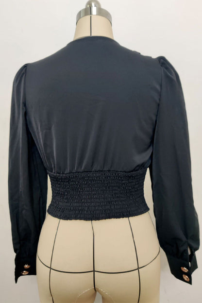 Adelaida® | Daily Elegant Solid Color Button Up V Neck Blouses (4 Colors)