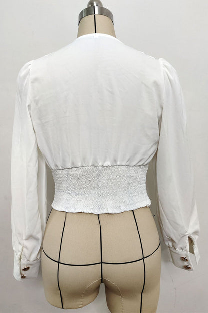 Adelaida® | Daily Elegant Solid Color Button Up V Neck Blouses (4 Colors)