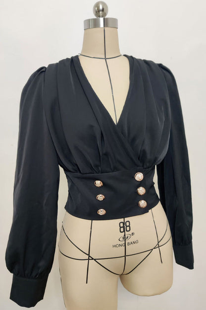 Adelaida® | Daily Elegant Solid Color Button Up V Neck Blouses (4 Colors)