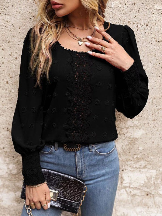 Abigail® | Elegant Long-Sleeved Swiss Dot Blouse