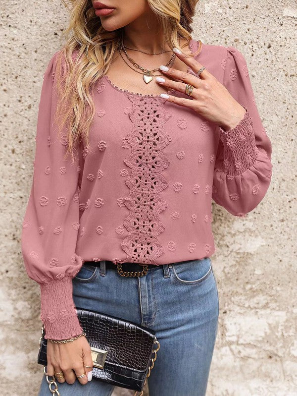 Abigail® | Elegant Long-Sleeved Swiss Dot Blouse