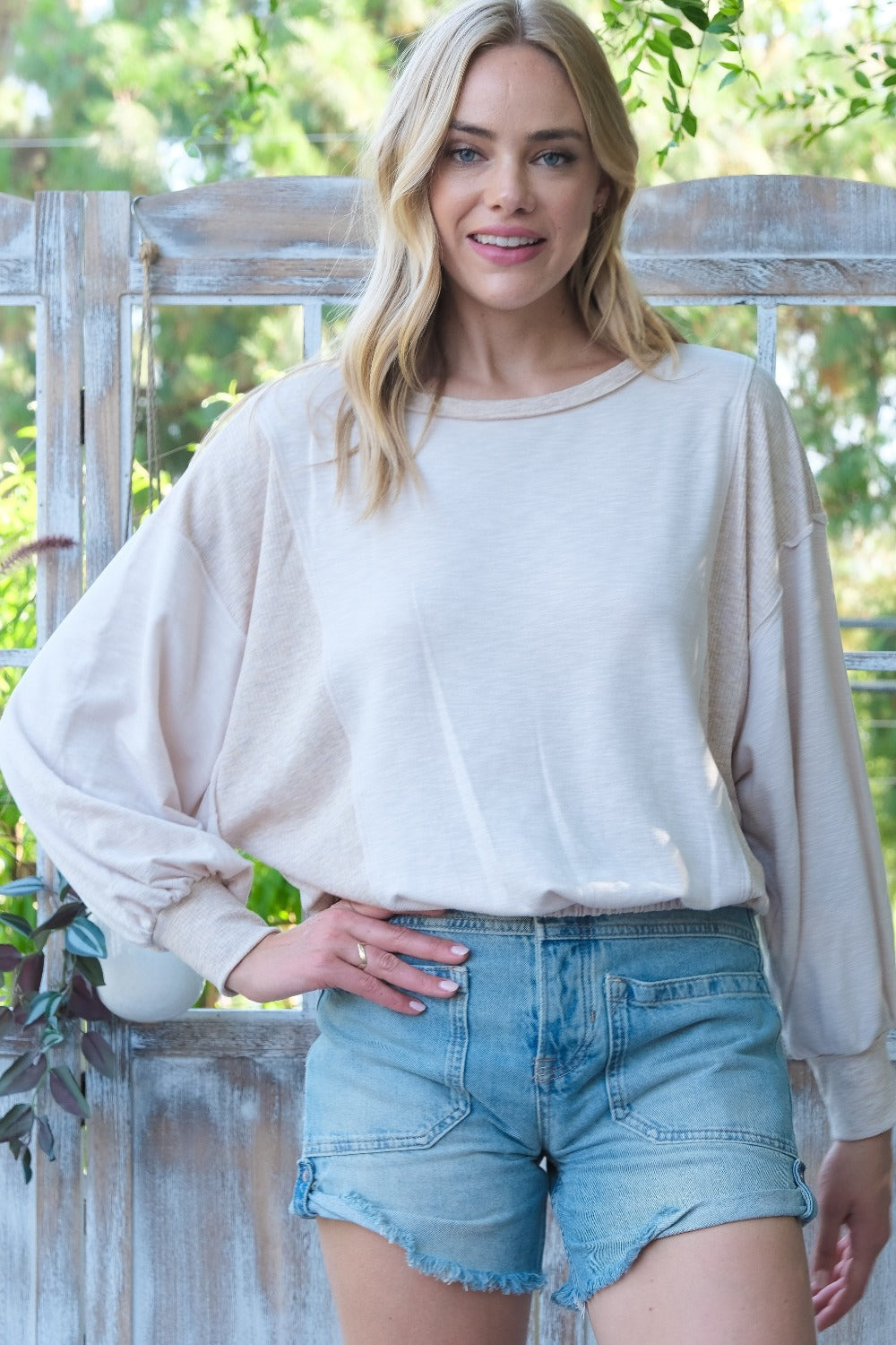 Emma® | Hailey & Co rib and two-tone knit blend top – Lily Hil