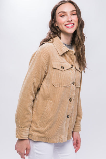 Barbara® | Love Tree corduroy jacket with buttons and Sherpa interior