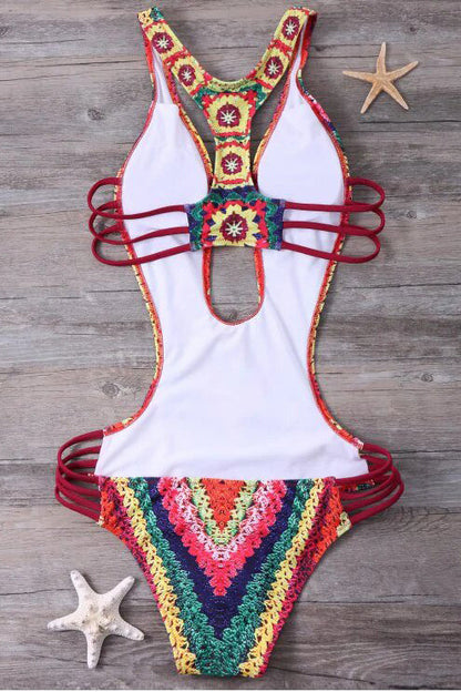 Abigail® | Tricot print swimsuit with open back