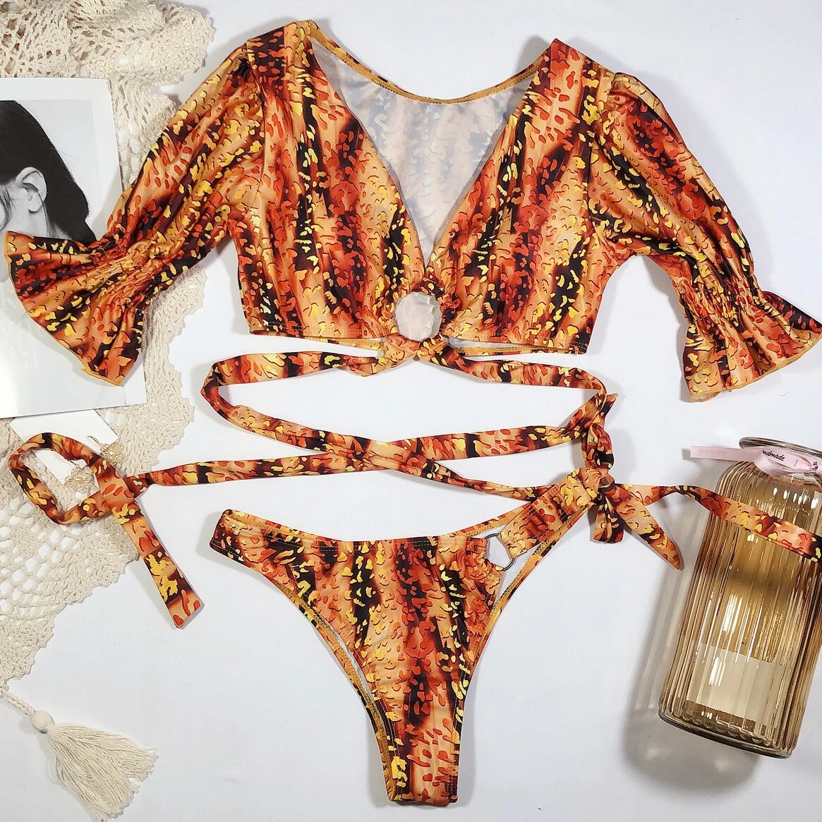 Isidora® | Printed Bikini With Puffy Sleeves