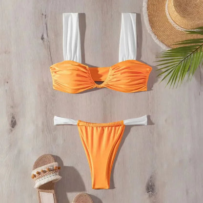 Herminia® | Pleated V-Neck Bikini Set