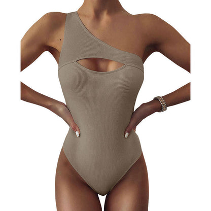 Kristi® | New Bikini Solid Color One-Shoulder One-Piece Swimsuit Women