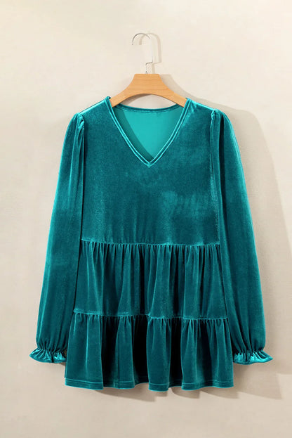 Beata® | Peplum blouse with V-neck and flounced sleeves