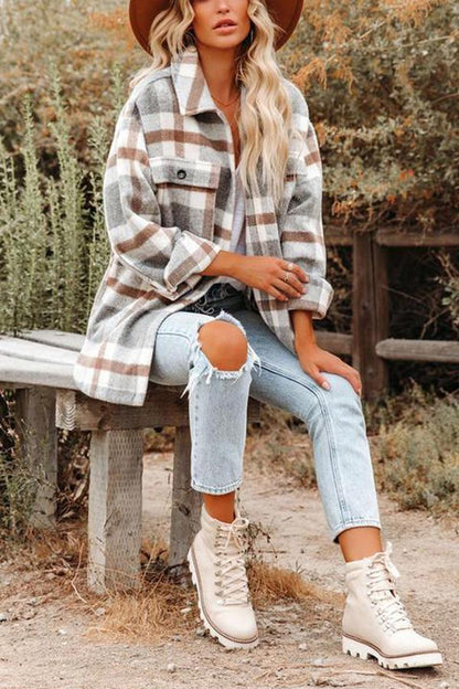 Thalía® | Plaid Pocketed Jacket