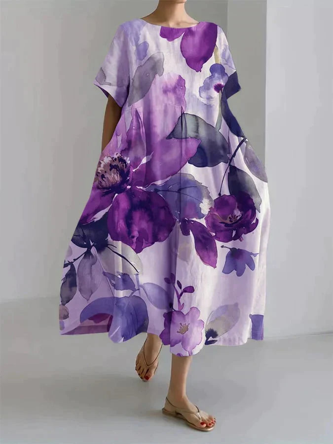 Ada® | Women'S Loose Dress With Botanical Floral Print