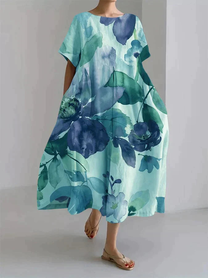 Ada® | Women'S Loose Dress With Botanical Floral Print