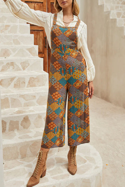 Addison® | Wide leg jumpsuit with cross straps and floral print
