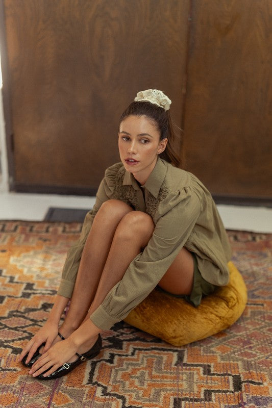 Addison® | Long-sleeved babydoll blouse with a smocked front