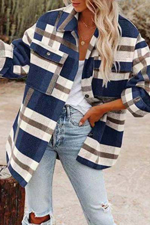 Thalía® | Plaid Pocketed Jacket