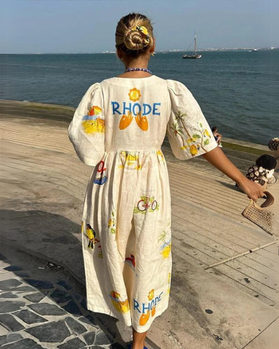 Addison® | Elegant Oversized V-Neck Dress For Women In Beige