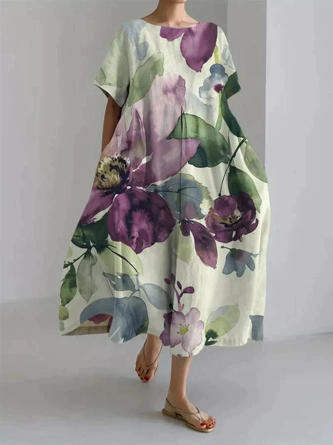 Ada® | Women'S Loose Dress With Botanical Floral Print