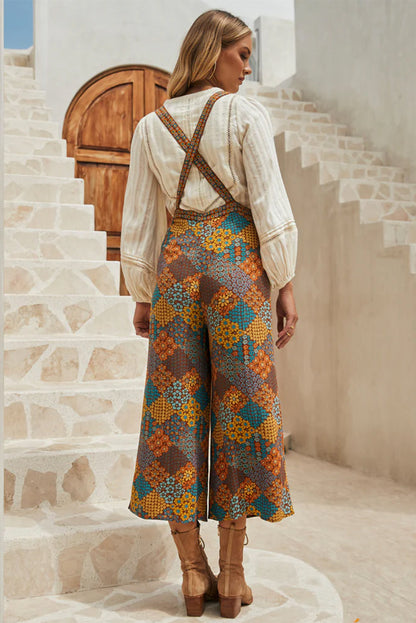 Addison® | Wide leg jumpsuit with cross straps and floral print